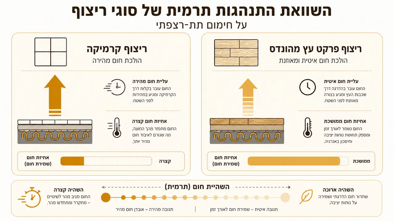 השפעת פרקט עץ על יעילות החימום התת-רצפתי