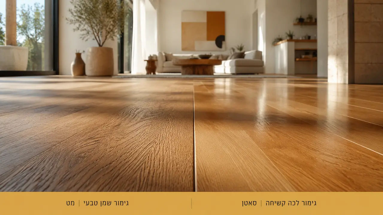פרקט עץ בגימור שמן מול גימור לכה - השוואה ויזואלית
