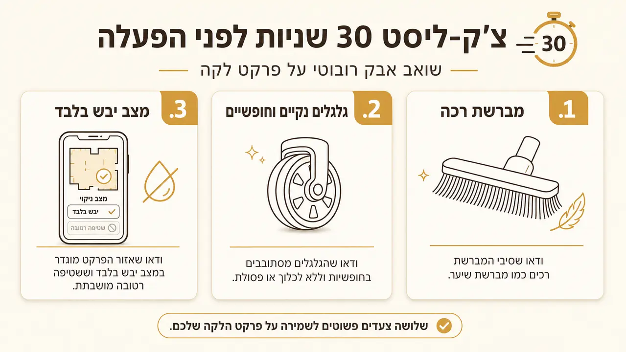 שואב רובוטי על פרקט לכה: מותר, בתנאי אחד