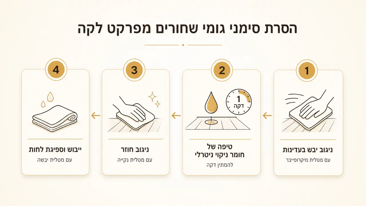 סימני גומי ונעליים שחורים: זה לא כתם